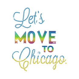 Let\'s Move to Chicago Hotfix Rhinestone Holofoil Transfer Design